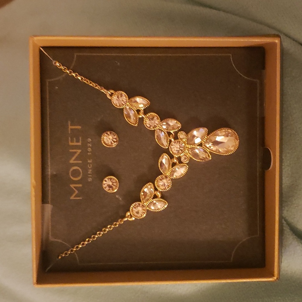 MONET COLLECTION. EARRINGS Y NECKLACE PINK ONE SIZE